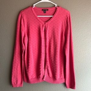 Hilary Radley pink lightweight button-up cardigan. Size XL.